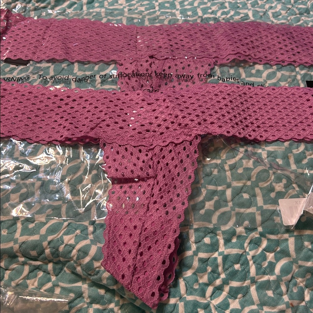 Fredericks of Hollywood Abby Rose Purple Lace Thong x 2 pairs